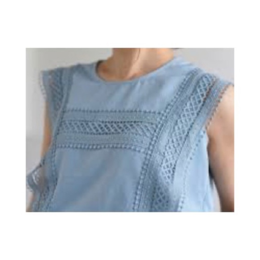 Hazel Blue Teal Embroidered Blouse Top Large L